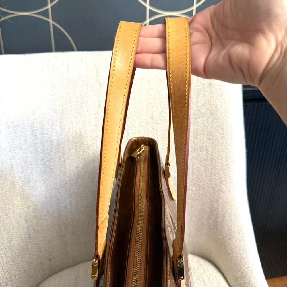 Authentic Louis Vuitton Vernis Houston tote bag bronze gold color small